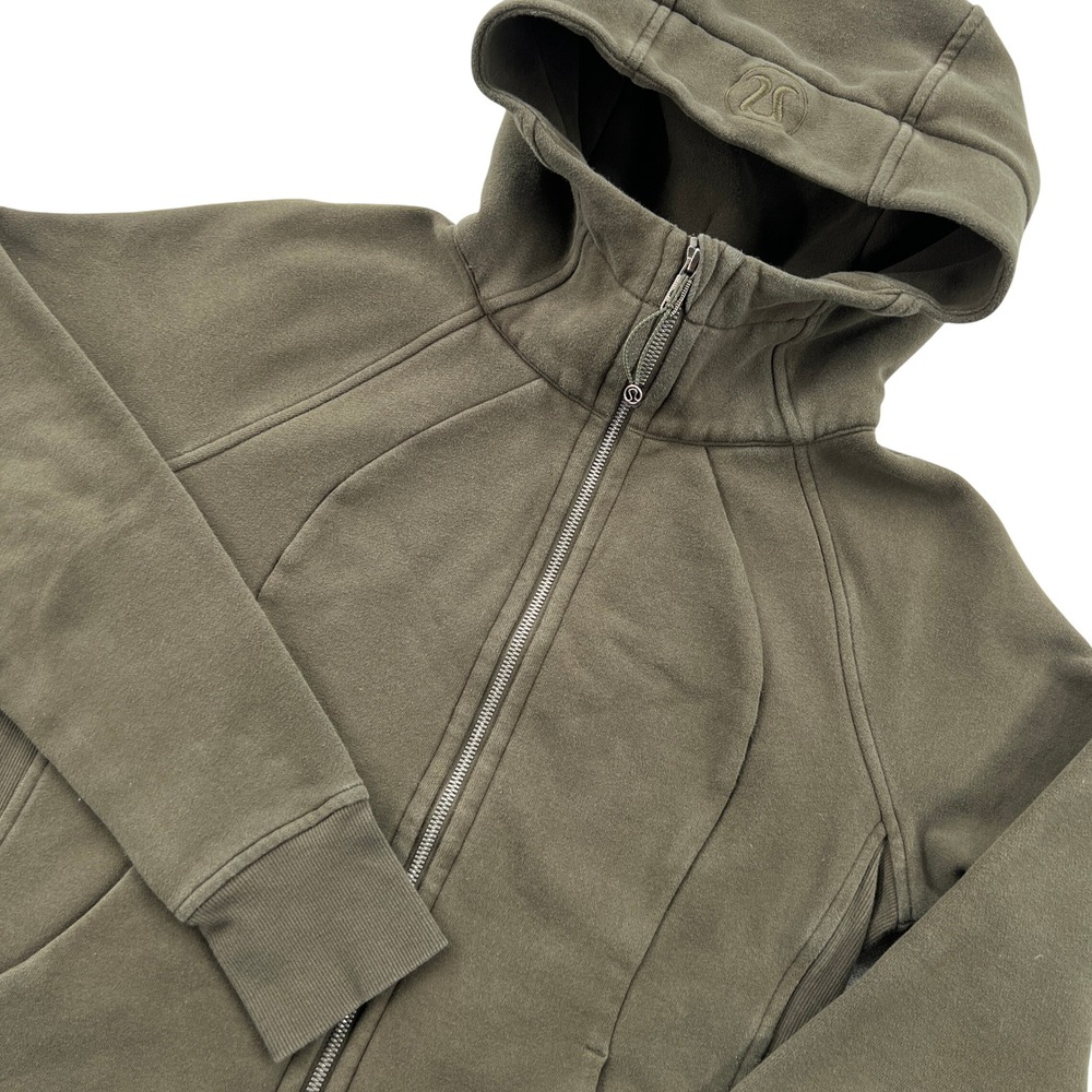 Lululemon Scuba Full Zip Hoodie Women 8 Olive Green Fleece Cotton Athleisure